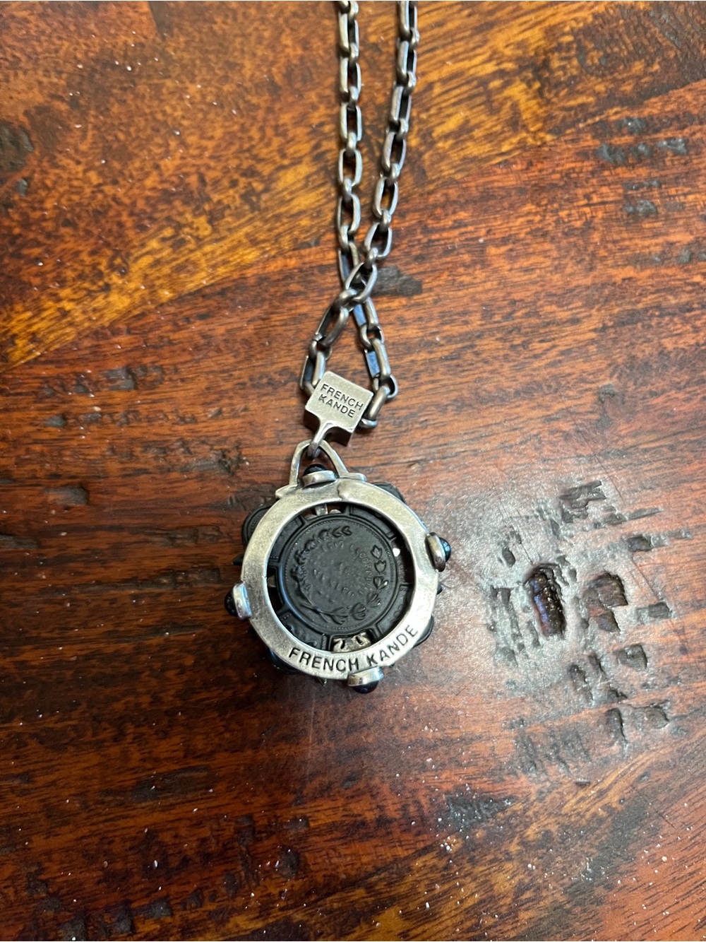 French Kande vintage black medallion silver cross silver necklace HTF style - Picture 5 of 9